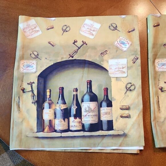 Set of 2 Wine & Cork Kitchen Dining Room Window Valance Curtains- 15" X 58" Each - Picture 2 of 8